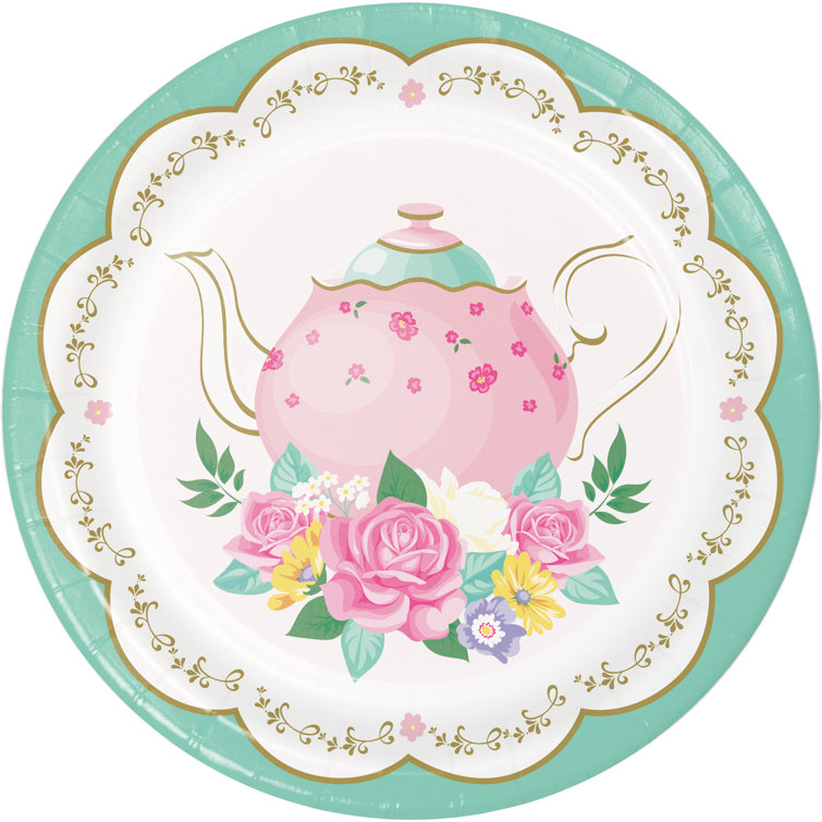 Creative Converting Floral Tea Party Paper Disposable Dessert Plate
